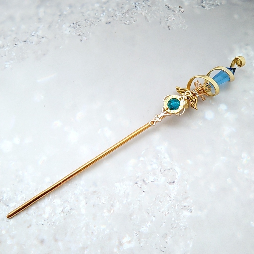 螺旋を描く願いの杖 初級魔法 かんざし ショートver ドール小物 オブジェ メイジ専用 ゴールド 736〜741