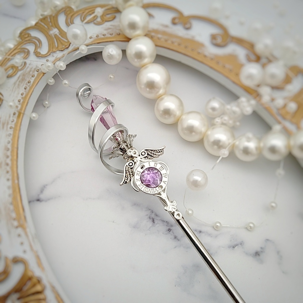 螺旋を描く願いの杖 初級魔法 かんざし ショートver ドール小物 オブジェ メイジ専用 シルバー 742〜747