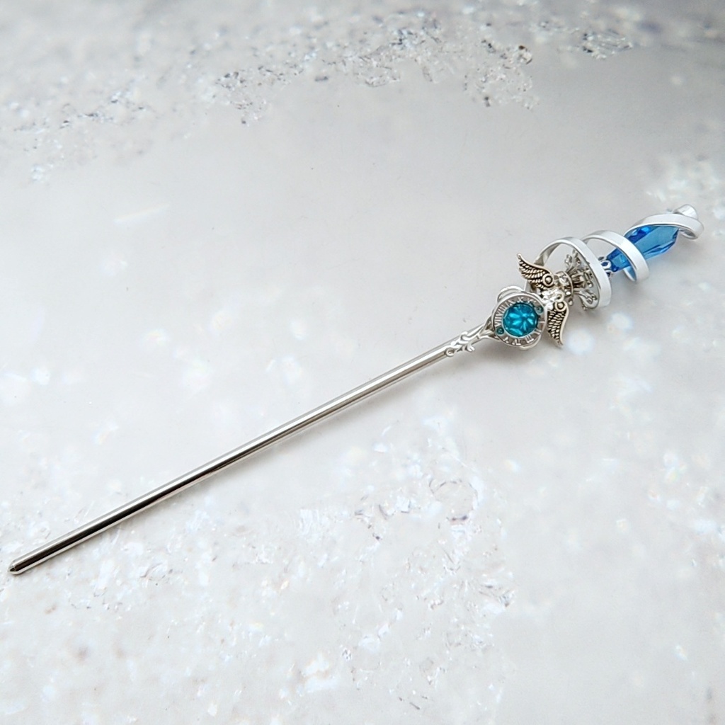 螺旋を描く願いの杖 初級魔法 かんざし ショートver ドール小物 オブジェ メイジ専用 シルバー 742〜747