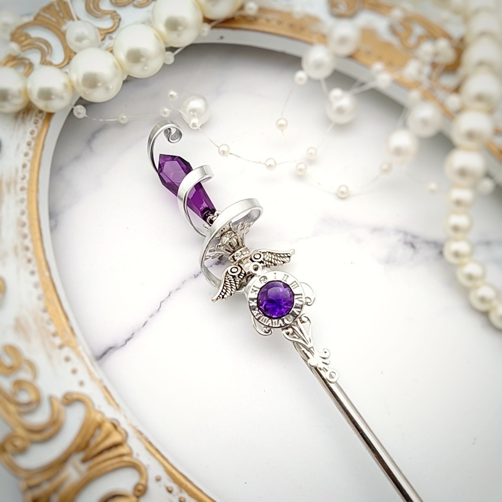 螺旋を描く願いの杖 初級魔法 かんざし ショートver ドール小物 オブジェ メイジ専用 シルバー 742〜747