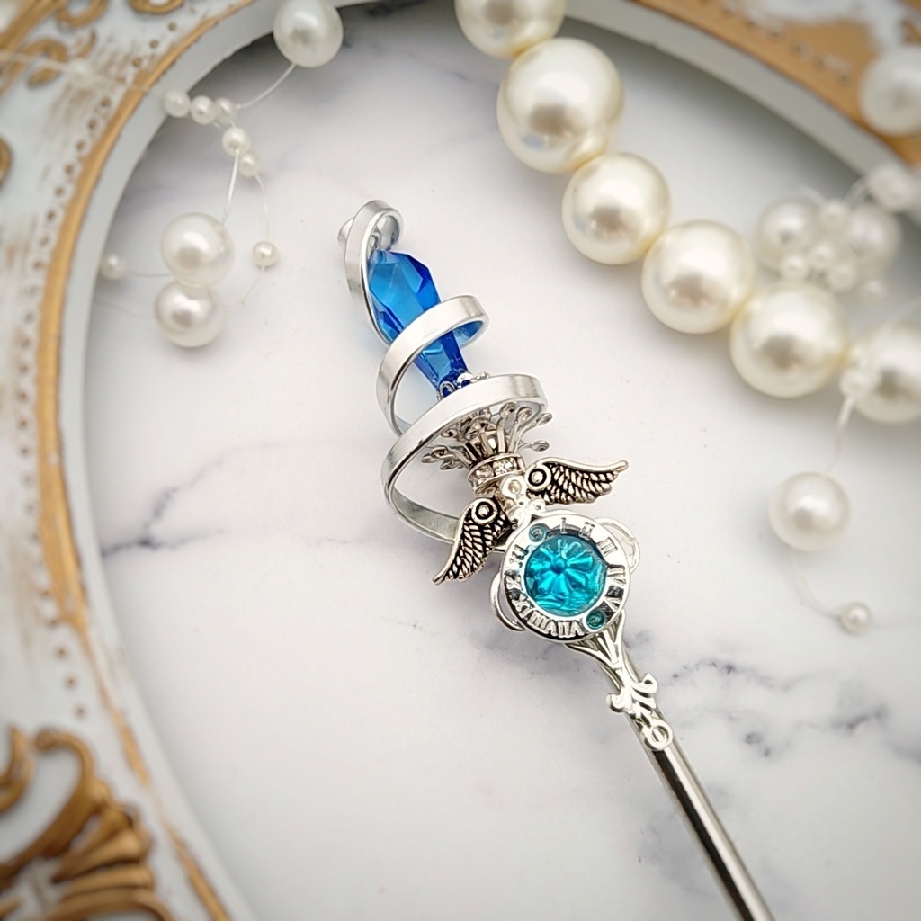 螺旋を描く願いの杖 初級魔法 かんざし ショートver ドール小物 オブジェ メイジ専用 シルバー 742〜747