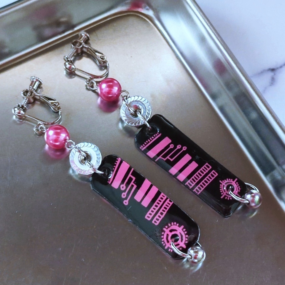 サイバー 個性派イヤリング サブカル 地雷系 ナット プラバン レジン 全9種類