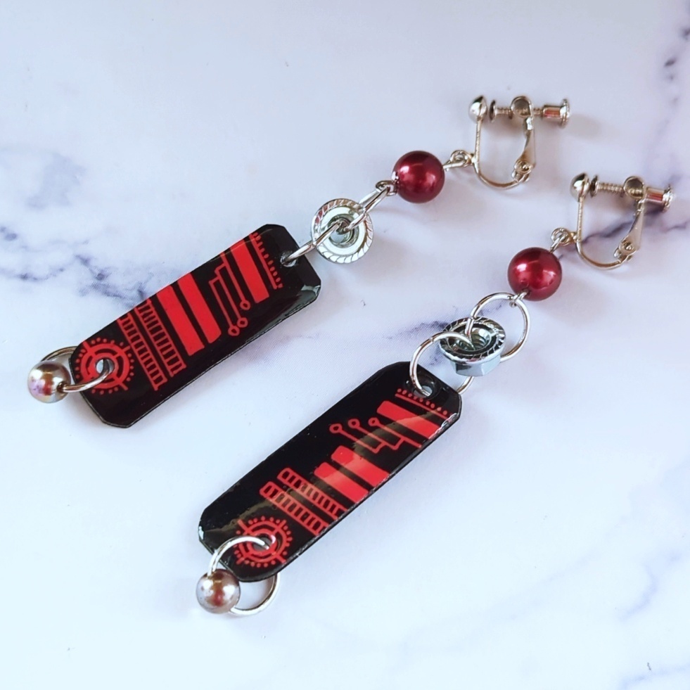 サイバー 個性派イヤリング サブカル 地雷系 ナット プラバン レジン 全9種類