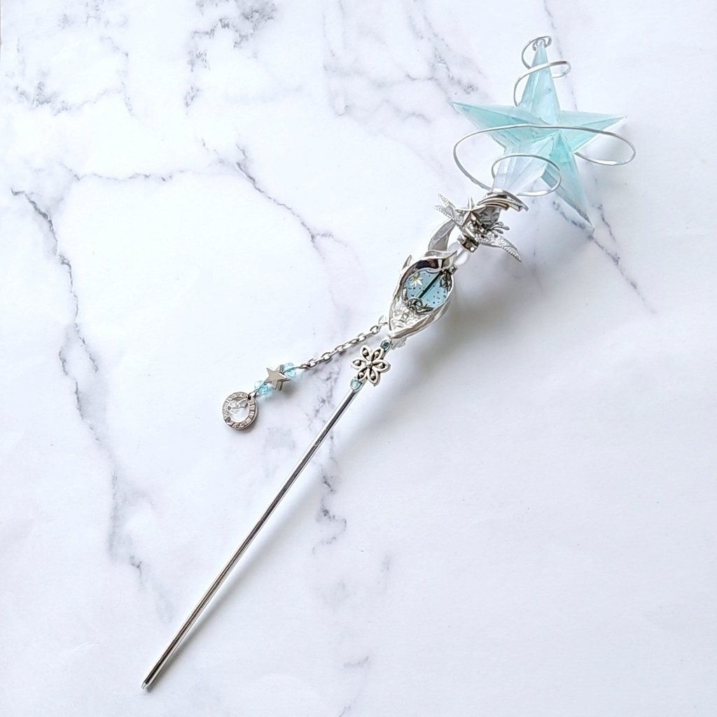 ドール用アイテム インテリア オブジェ かんざし 螺旋描く流れ星の杖 シルバー パープル スカイブルー グリーン 全3色 809〜811