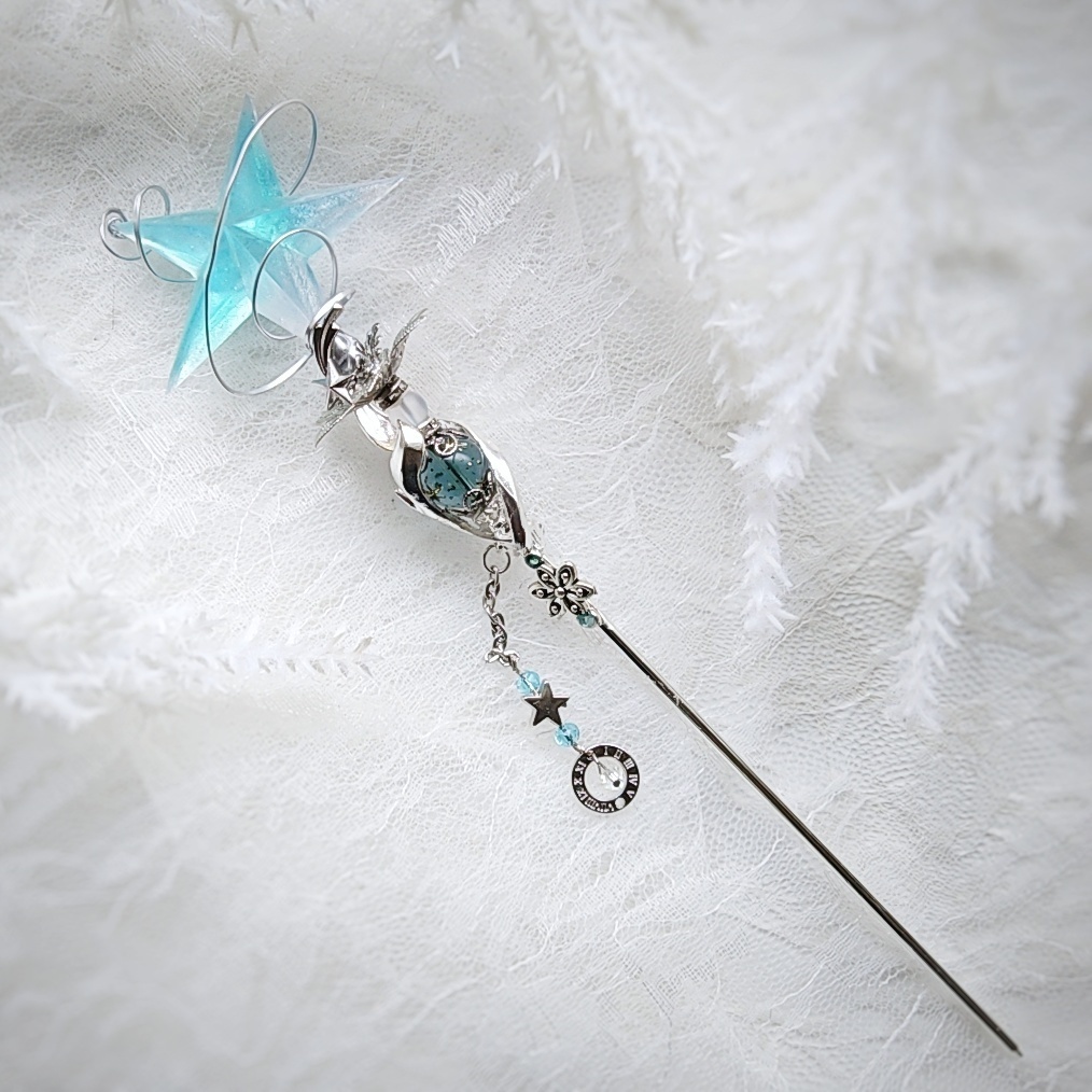 ドール用アイテム インテリア オブジェ かんざし 螺旋描く流れ星の杖 シルバー パープル スカイブルー グリーン 全3色 809〜811