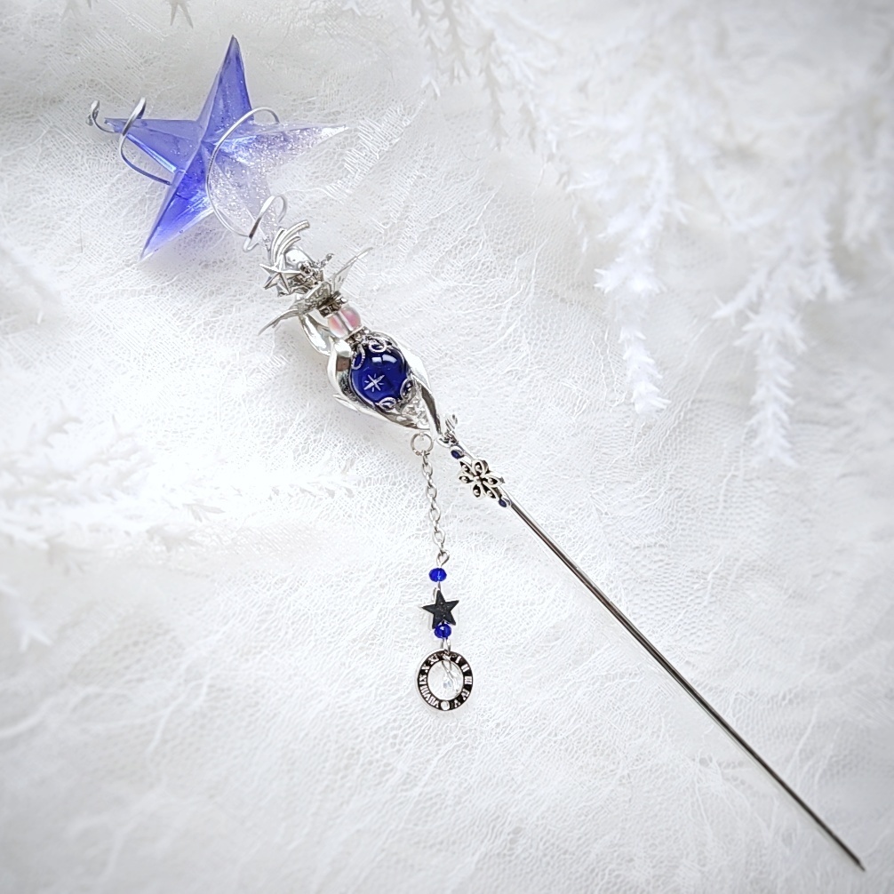 ドール用アイテム インテリア オブジェ かんざし 螺旋描く流れ星の杖 シルバー パープル スカイブルー グリーン 全3色 809〜811