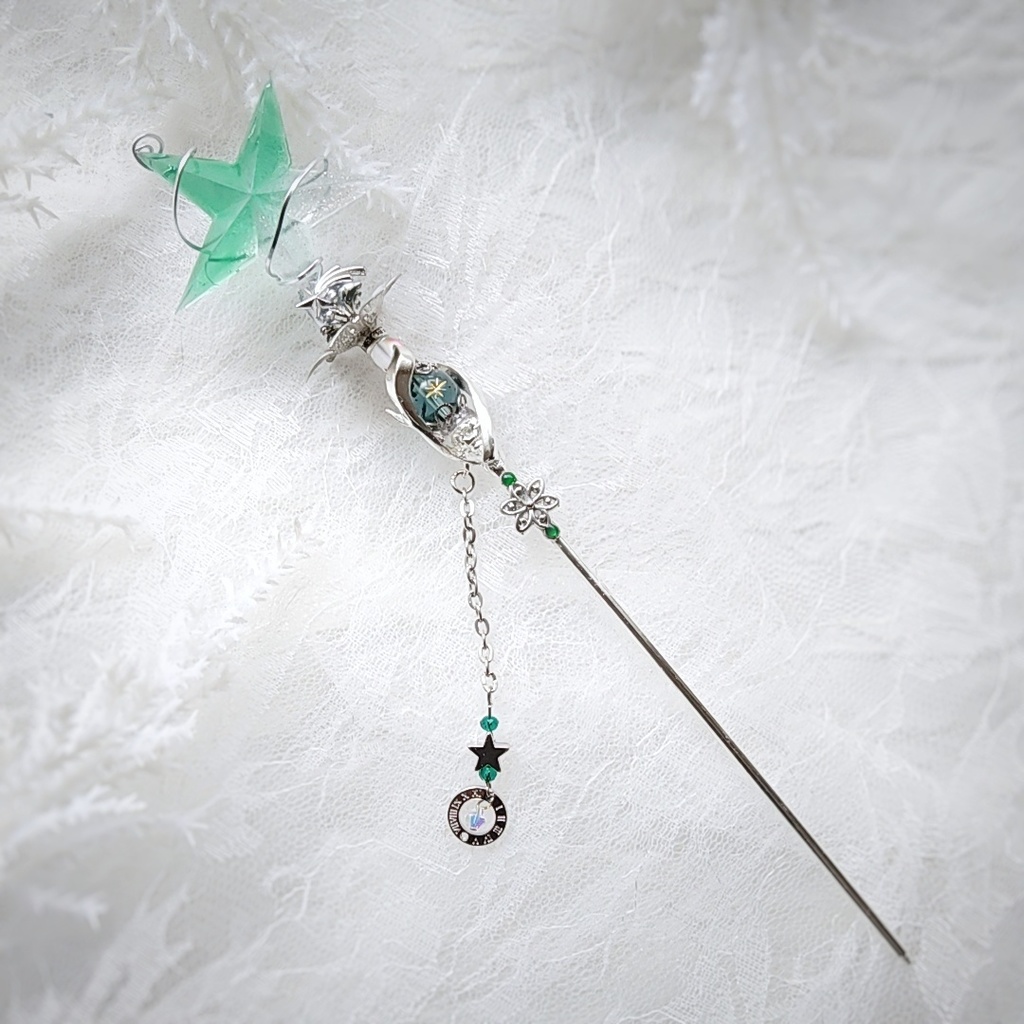 ドール用アイテム インテリア オブジェ かんざし 螺旋描く流れ星の杖 シルバー パープル スカイブルー グリーン 全3色 809〜811