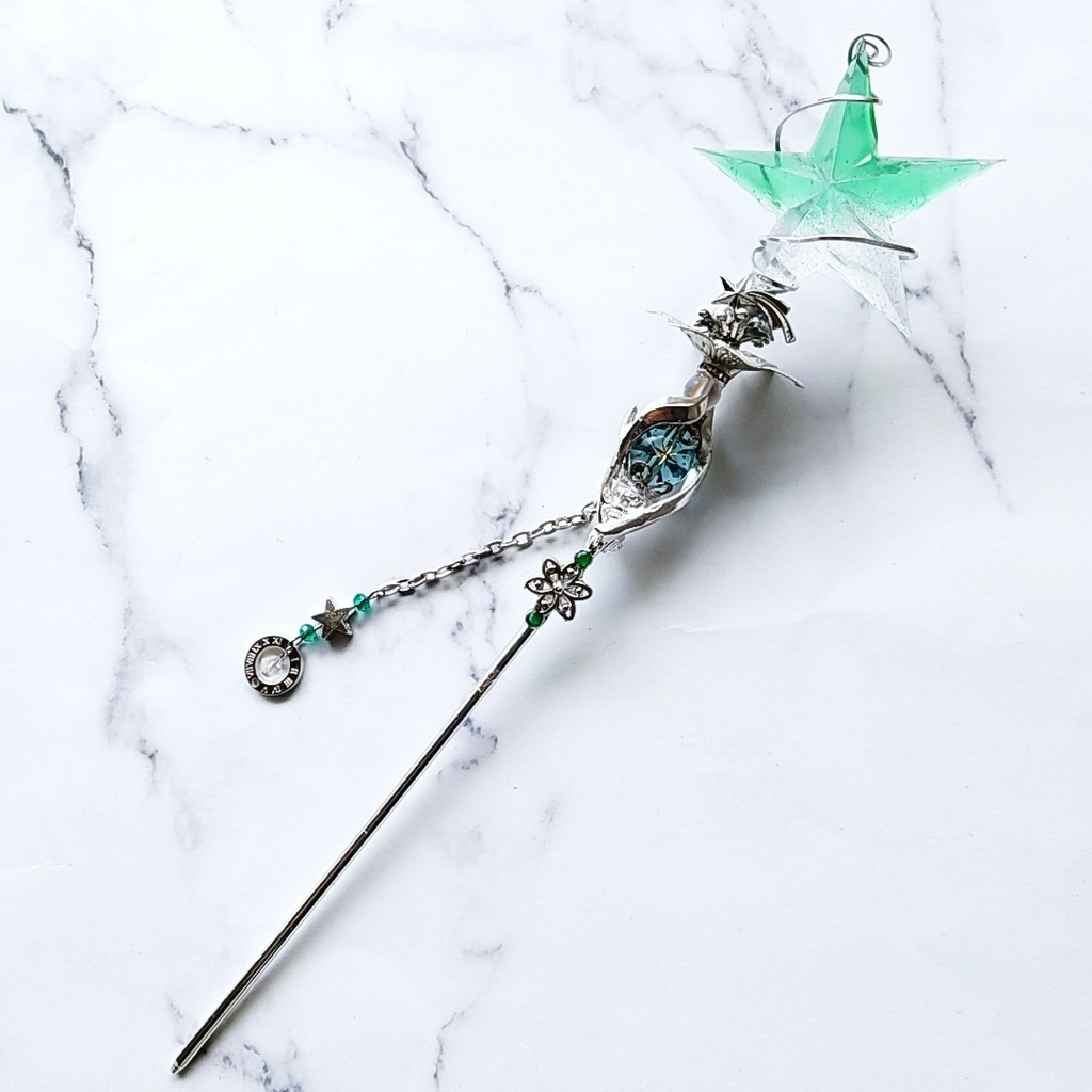 ドール用アイテム インテリア オブジェ かんざし 螺旋描く流れ星の杖 シルバー パープル スカイブルー グリーン 全3色 809〜811