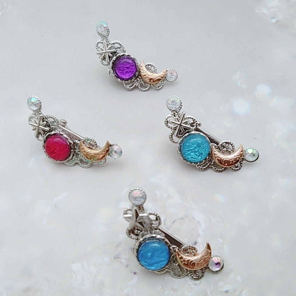 ドール 人間用 ミニヘアクリップ ブルー スカイブルー レッド パープル シルバー 819〜822