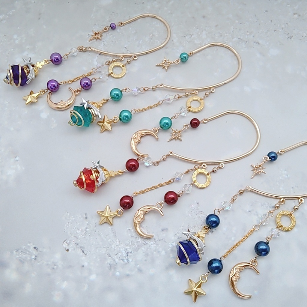 螺旋描く魔法石イヤーフック 4色 上級魔法 ハイウィザード専用 ブルー レッド グリーン パープル 823〜826