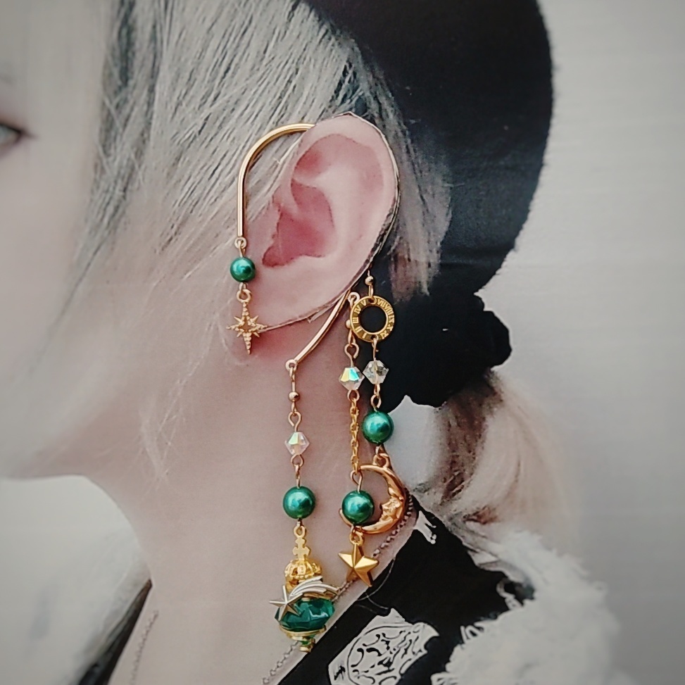 螺旋描く魔法石イヤーフック 4色 上級魔法 ハイウィザード専用 ブルー レッド グリーン パープル 823〜826