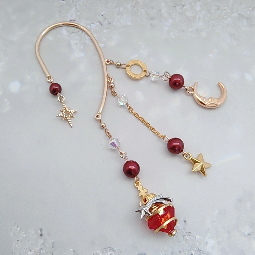 螺旋描く魔法石イヤーフック 4色 上級魔法 ハイウィザード専用 ブルー レッド グリーン パープル 823〜826