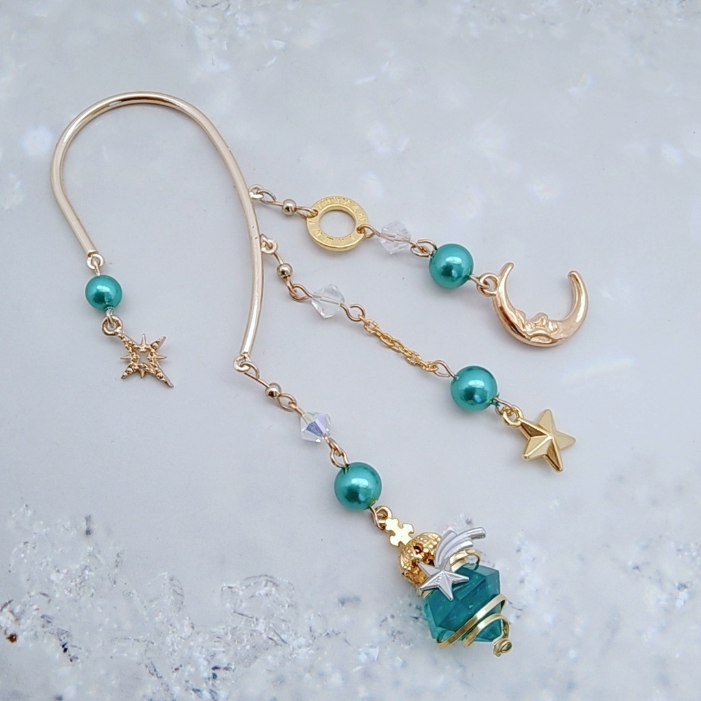 螺旋描く魔法石イヤーフック 4色 上級魔法 ハイウィザード専用 ブルー レッド グリーン パープル 823〜826