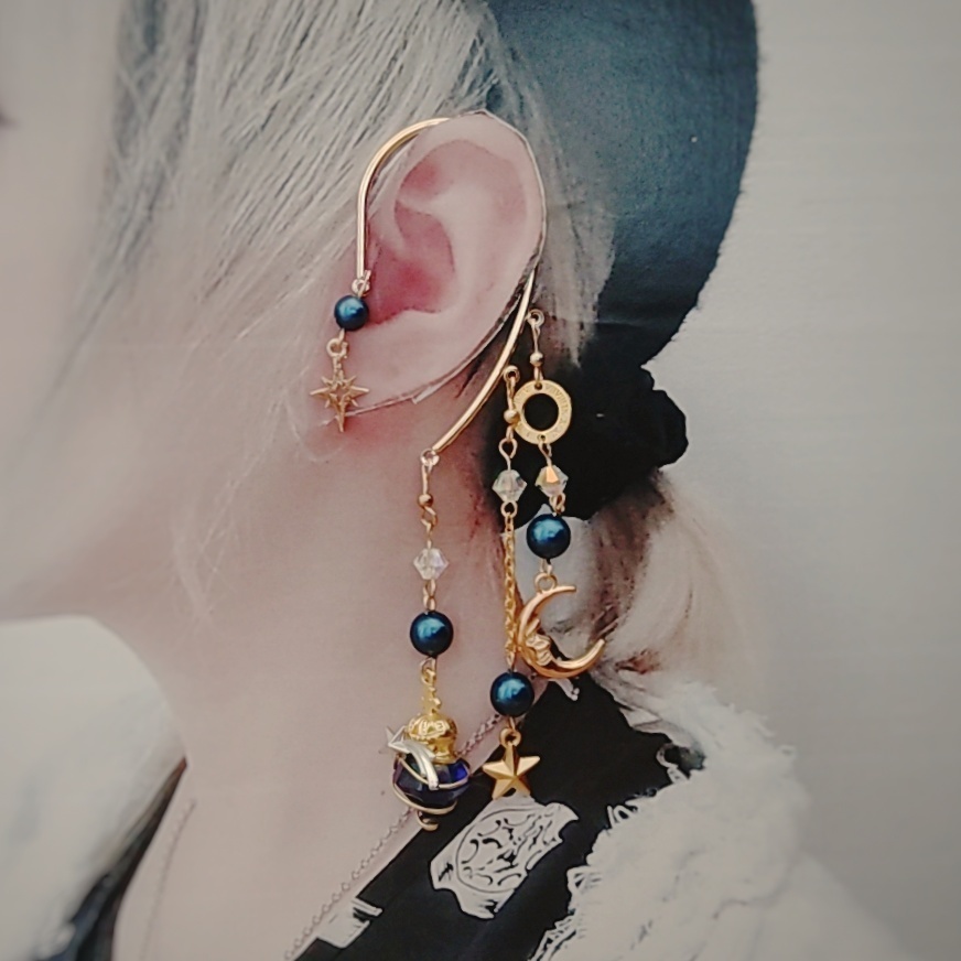 螺旋描く魔法石イヤーフック 4色 上級魔法 ハイウィザード専用 ブルー レッド グリーン パープル 823〜826