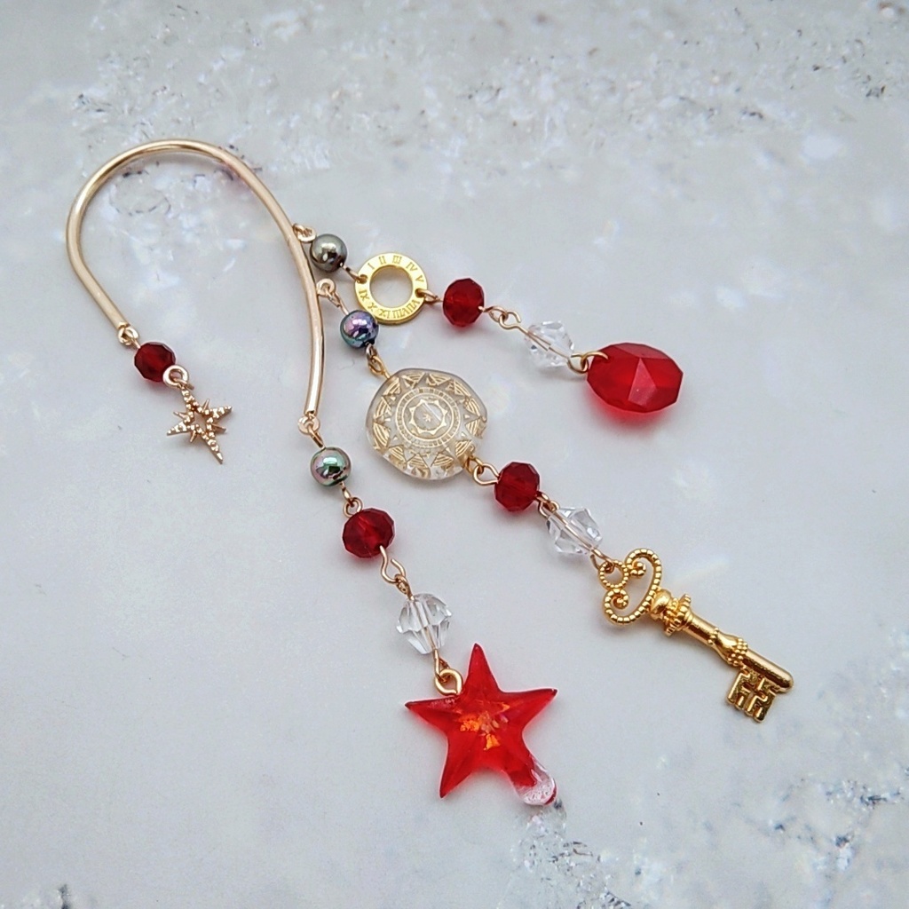 星の雫イヤーフック 3色 上級魔法 ブルー レッド パープル 832〜834