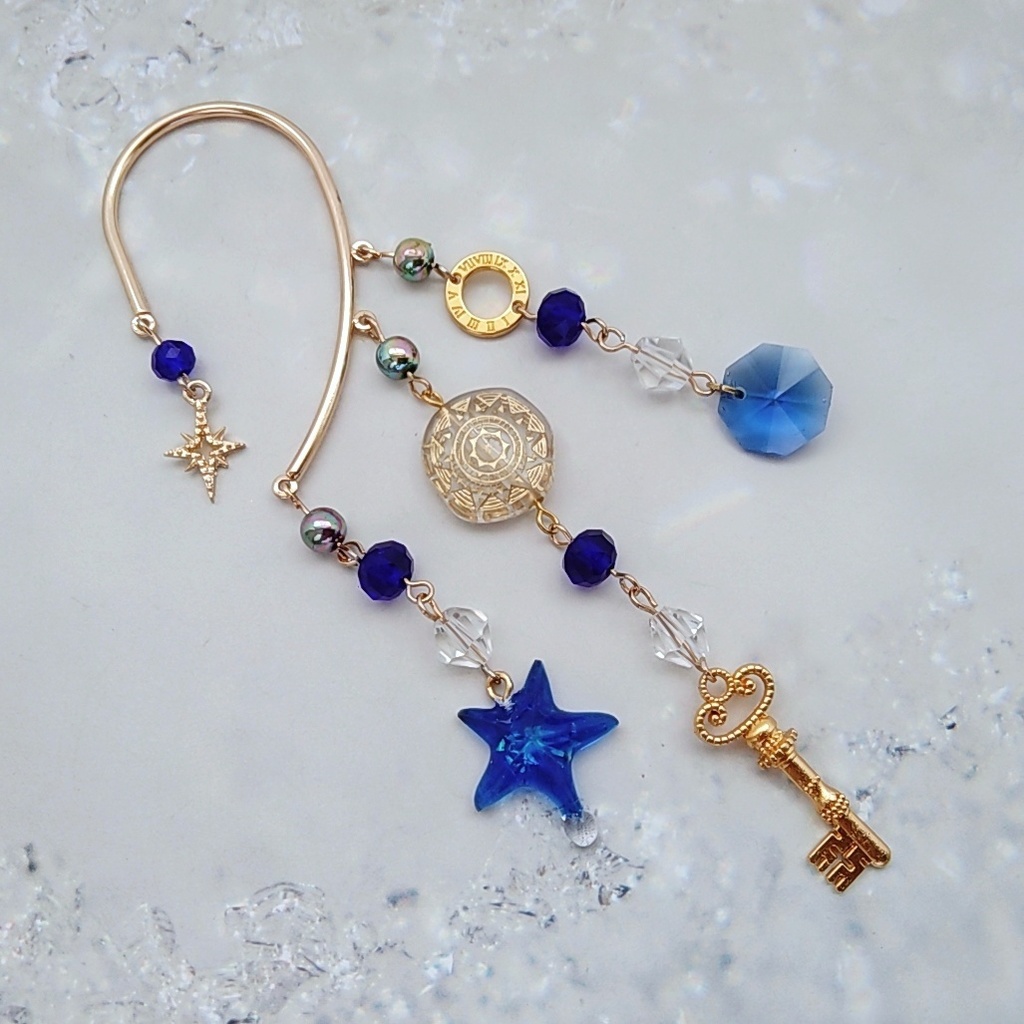 星の雫イヤーフック 3色 上級魔法 ブルー レッド パープル 832〜834