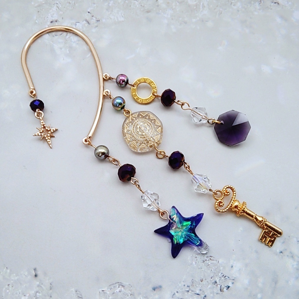 星の雫イヤーフック 3色 上級魔法 ブルー レッド パープル 832〜834