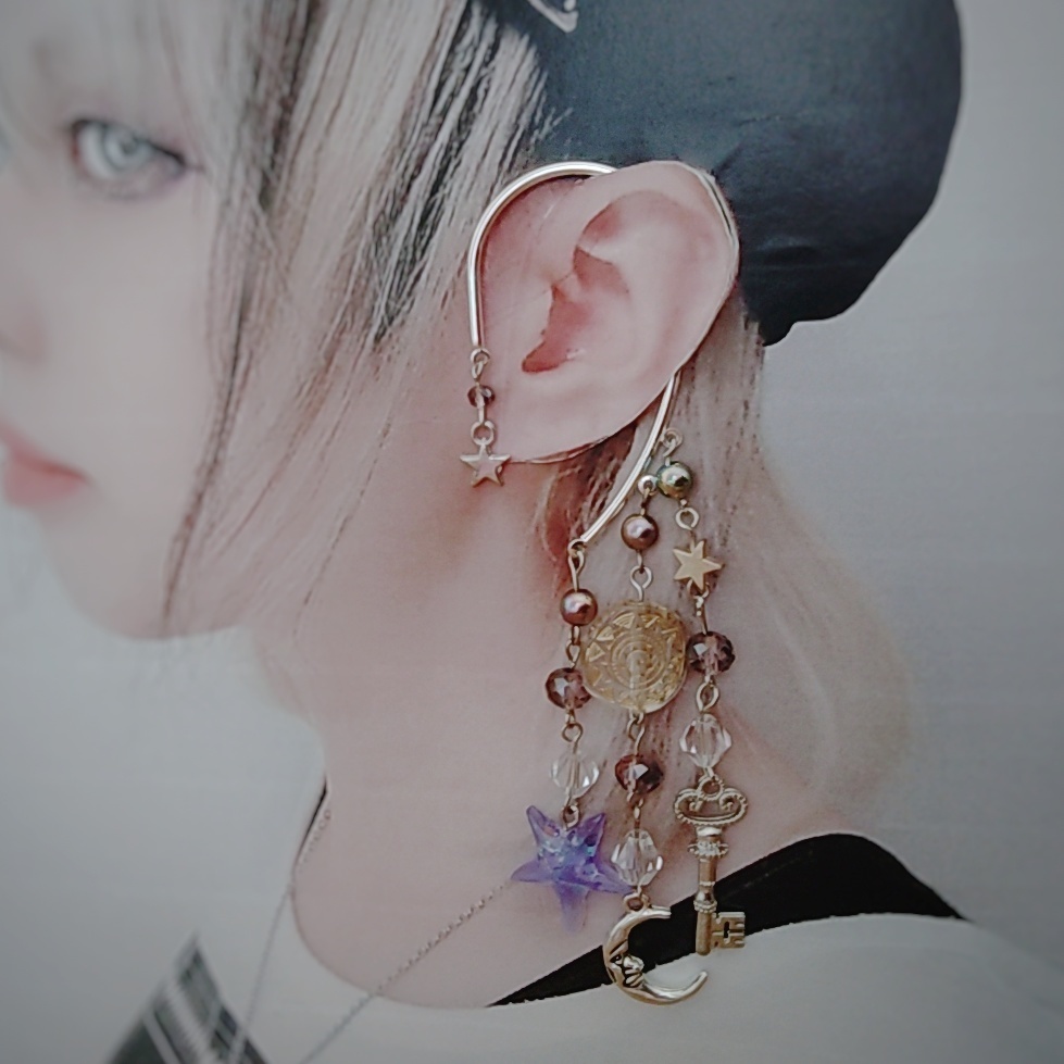 星の雫イヤーフック 6色 上級魔法 ブルー スカイブルー レッド グリーン ライトパープル パープル 835〜840