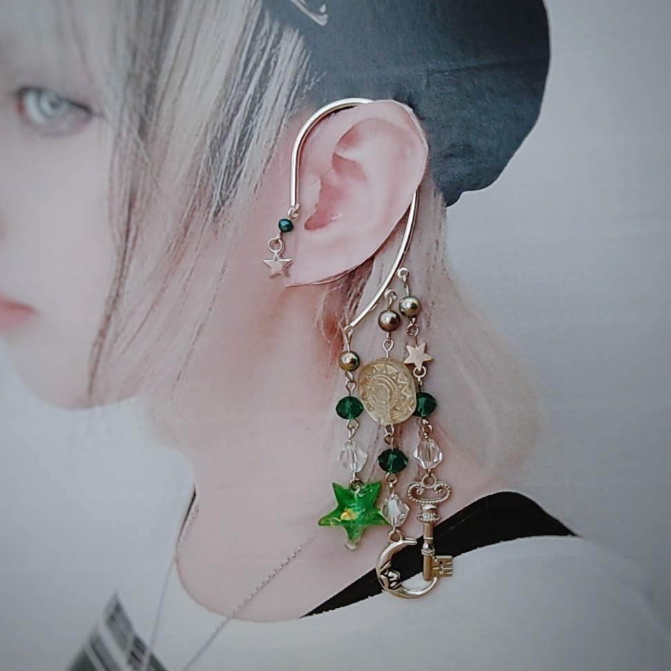 星の雫イヤーフック 6色 上級魔法 ブルー スカイブルー レッド グリーン ライトパープル パープル 835〜840