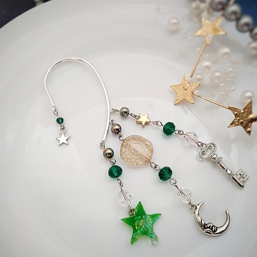 星の雫イヤーフック 6色 上級魔法 ブルー スカイブルー レッド グリーン ライトパープル パープル 835〜840