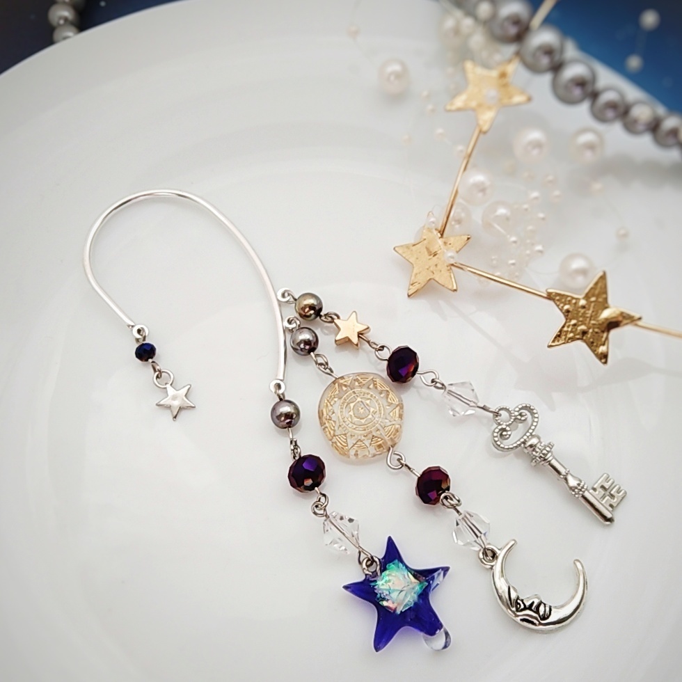 星の雫イヤーフック 6色 上級魔法 ブルー スカイブルー レッド グリーン ライトパープル パープル 835〜840