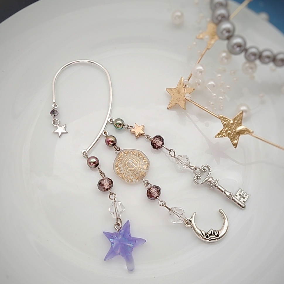 星の雫イヤーフック 6色 上級魔法 ブルー スカイブルー レッド グリーン ライトパープル パープル 835〜840