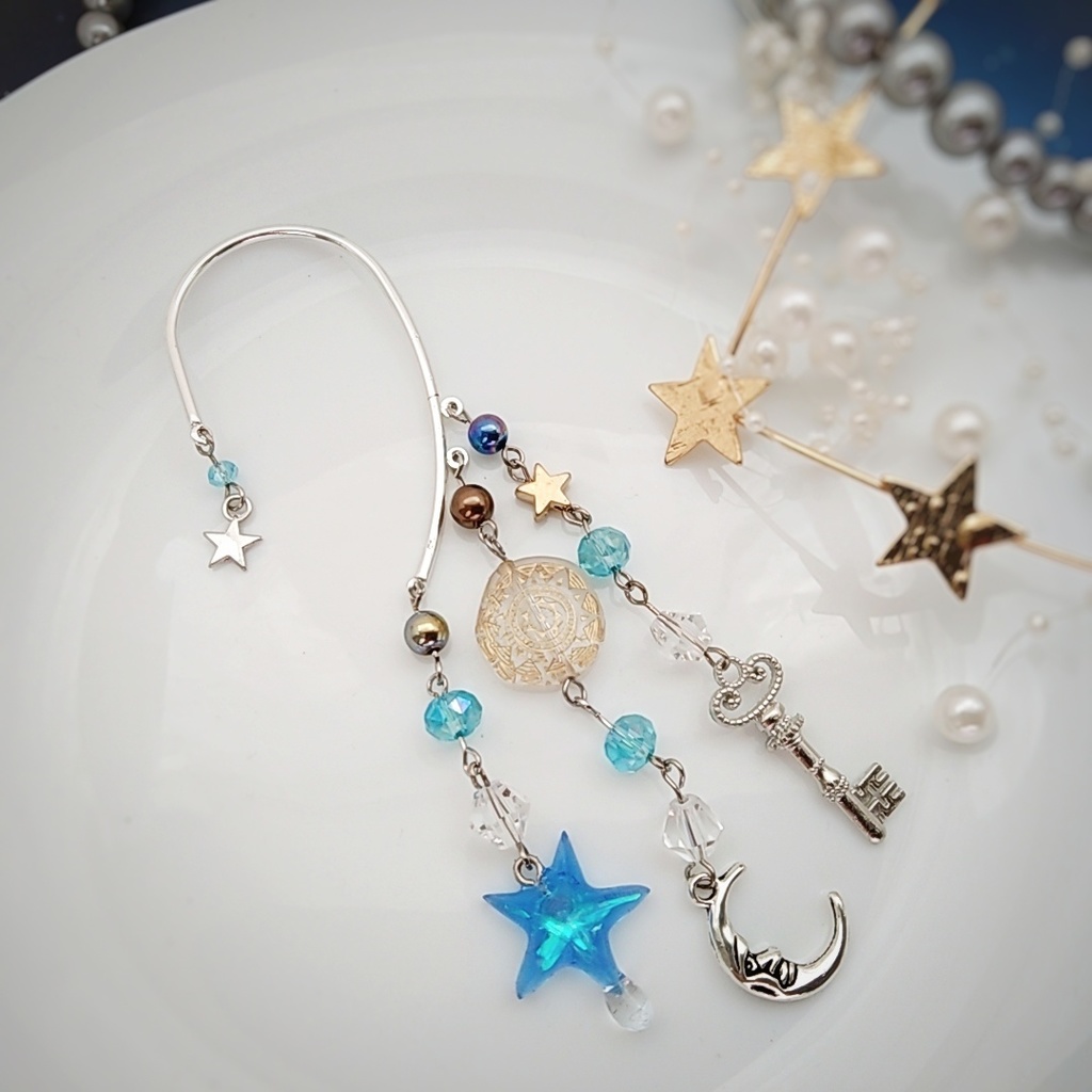 星の雫イヤーフック 6色 上級魔法 ブルー スカイブルー レッド グリーン ライトパープル パープル 835〜840