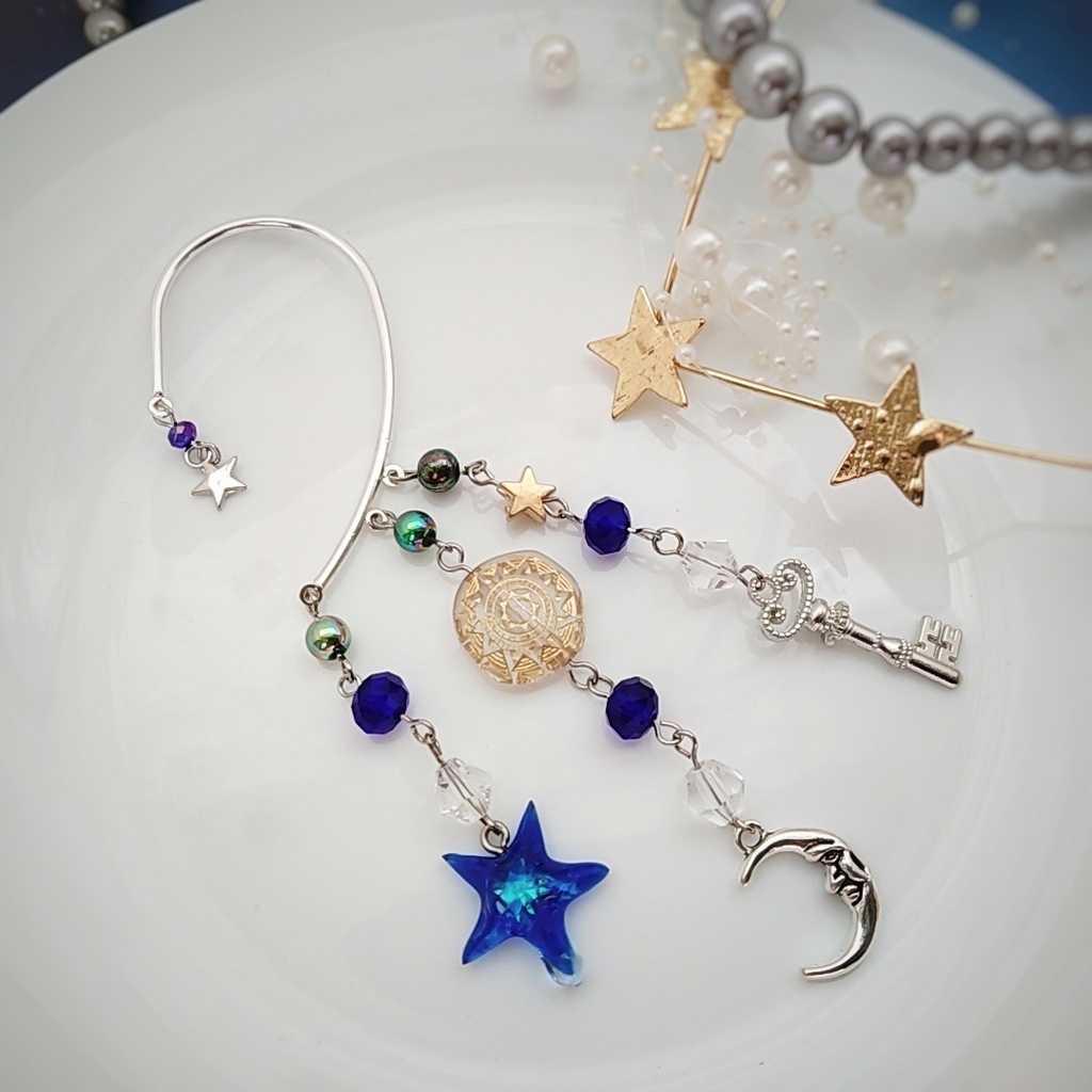 星の雫イヤーフック 6色 上級魔法 ブルー スカイブルー レッド グリーン ライトパープル パープル 835〜840