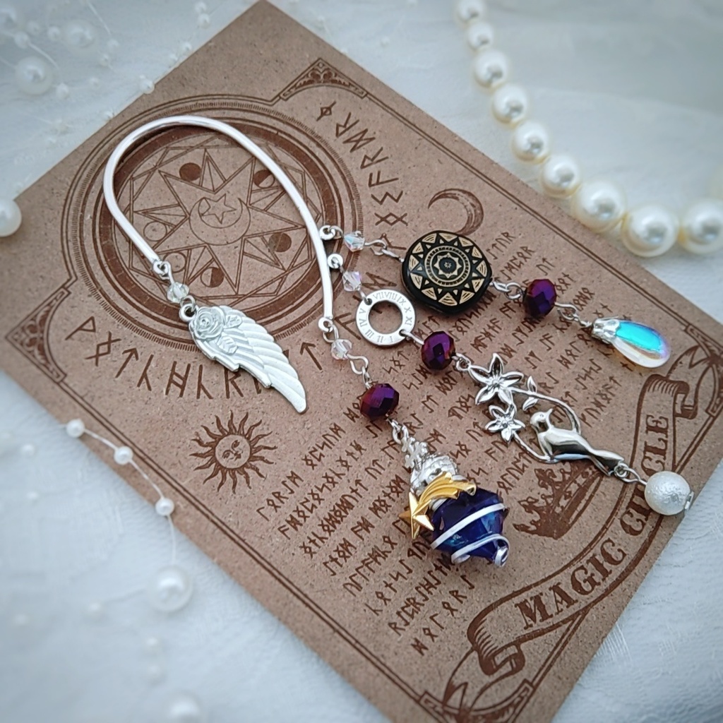 螺旋描く魔法石イヤーフック 6色 上級魔法 ブルー スカイブルー レッド グリーン ライトパープル パープル 841〜846