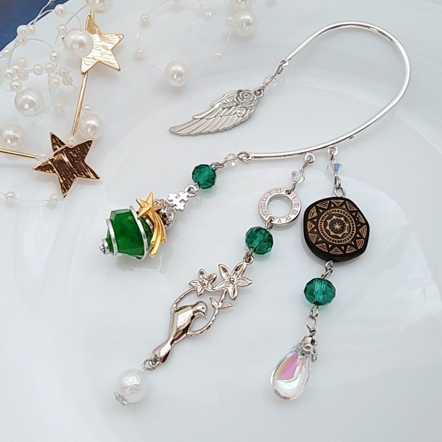 螺旋描く魔法石イヤーフック 6色 上級魔法 ブルー スカイブルー レッド グリーン ライトパープル パープル 841〜846