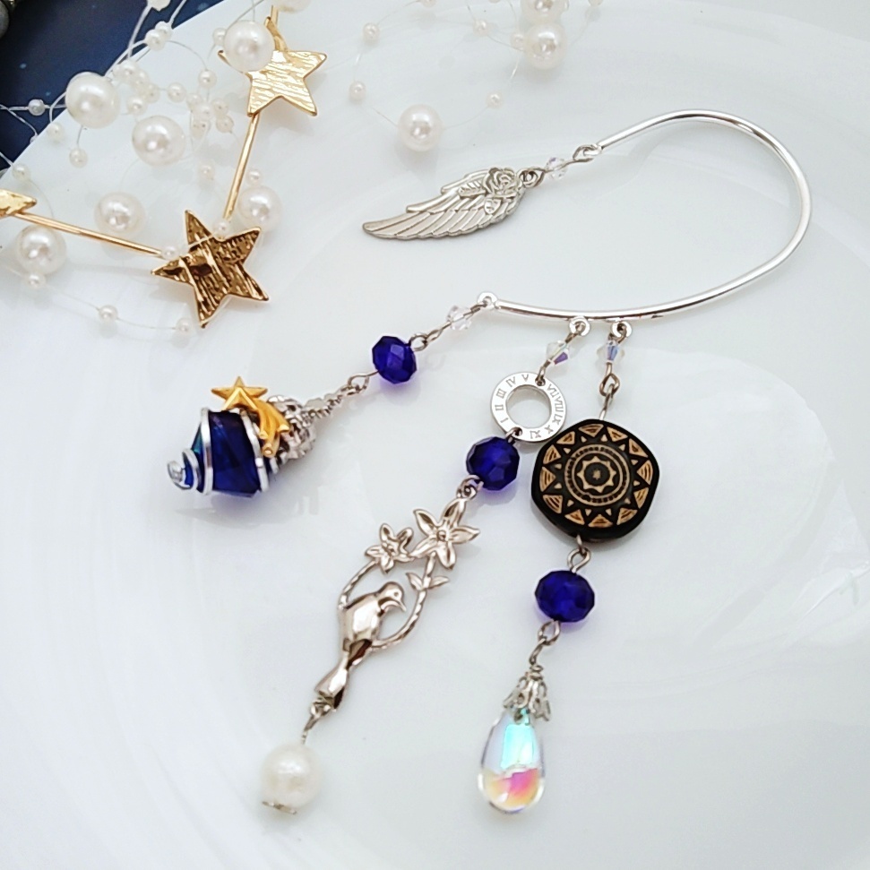 螺旋描く魔法石イヤーフック 6色 上級魔法 ブルー スカイブルー レッド グリーン ライトパープル パープル 841〜846