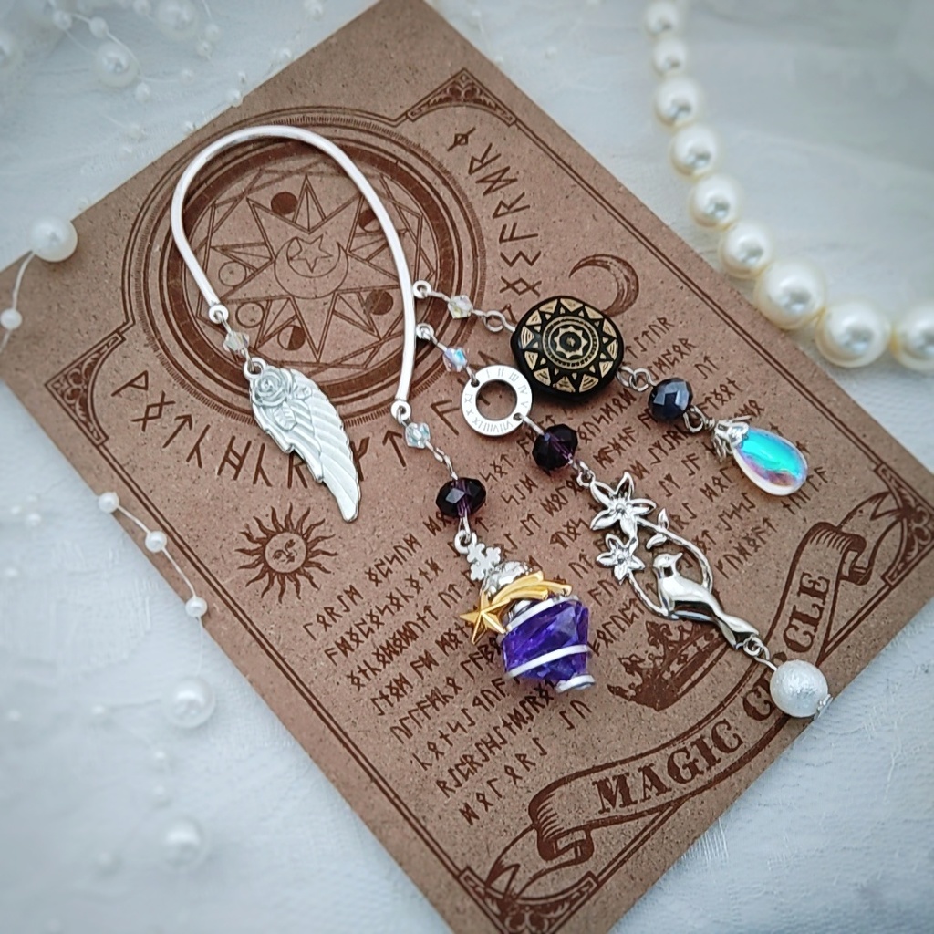 螺旋描く魔法石イヤーフック 6色 上級魔法 ブルー スカイブルー レッド グリーン ライトパープル パープル 841〜846