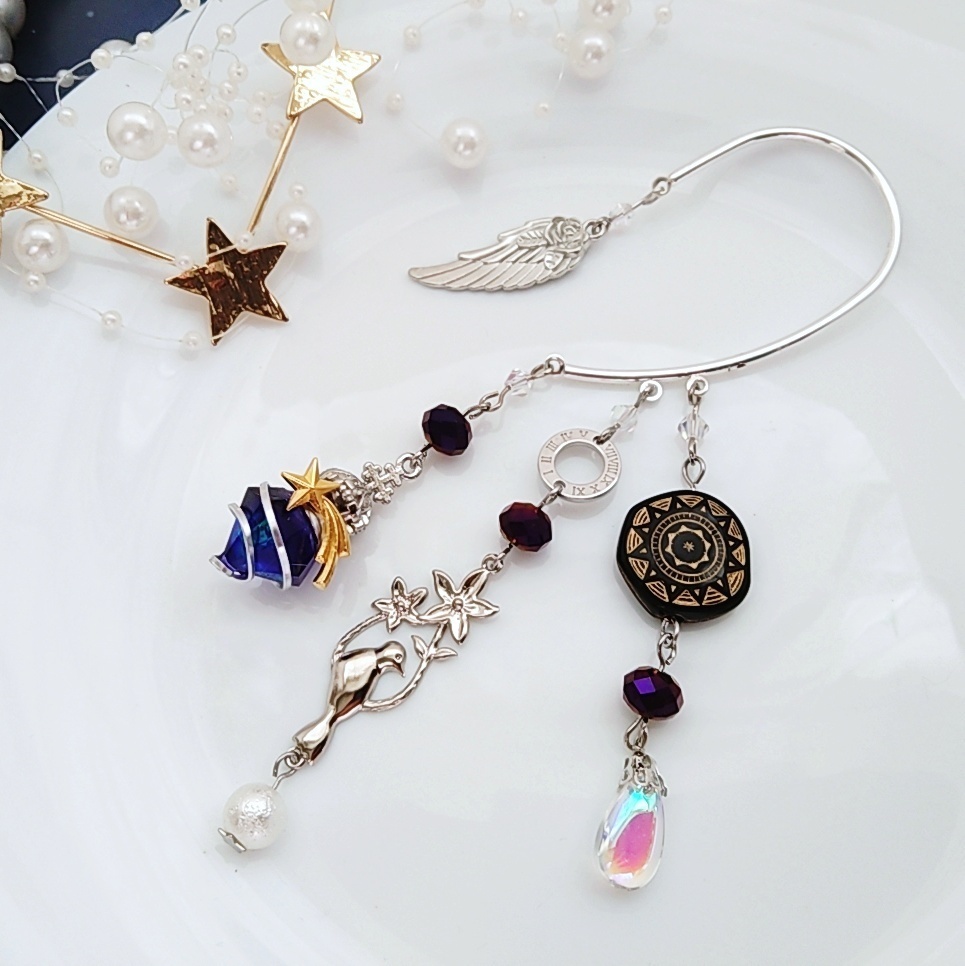 螺旋描く魔法石イヤーフック 6色 上級魔法 ブルー スカイブルー レッド グリーン ライトパープル パープル 841〜846