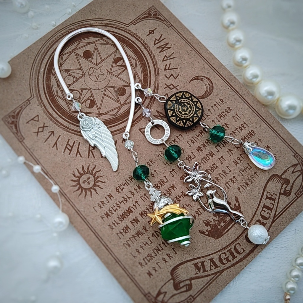 螺旋描く魔法石イヤーフック 6色 上級魔法 ブルー スカイブルー レッド グリーン ライトパープル パープル 841〜846