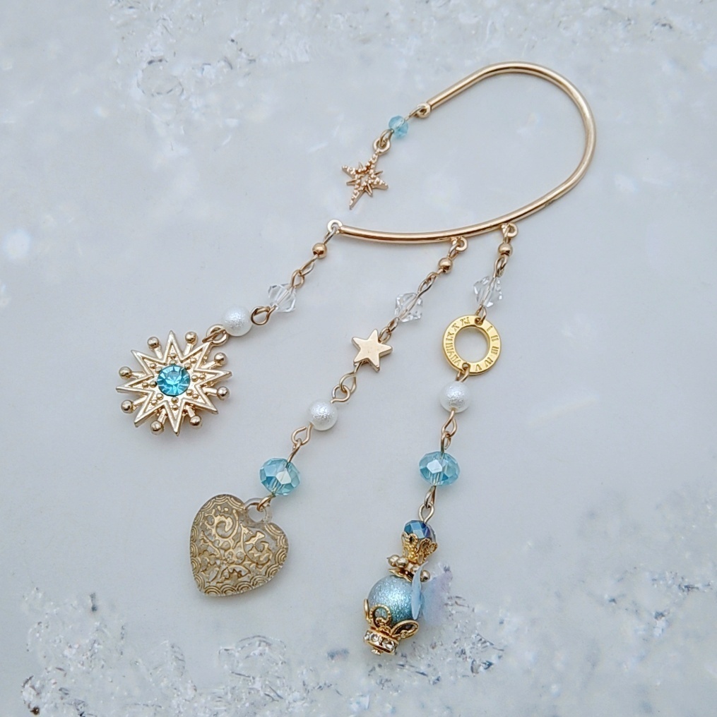 星とレトロなハートのイヤーフック 3色 中級魔法 ブルー スカイブルー レッド 847〜849