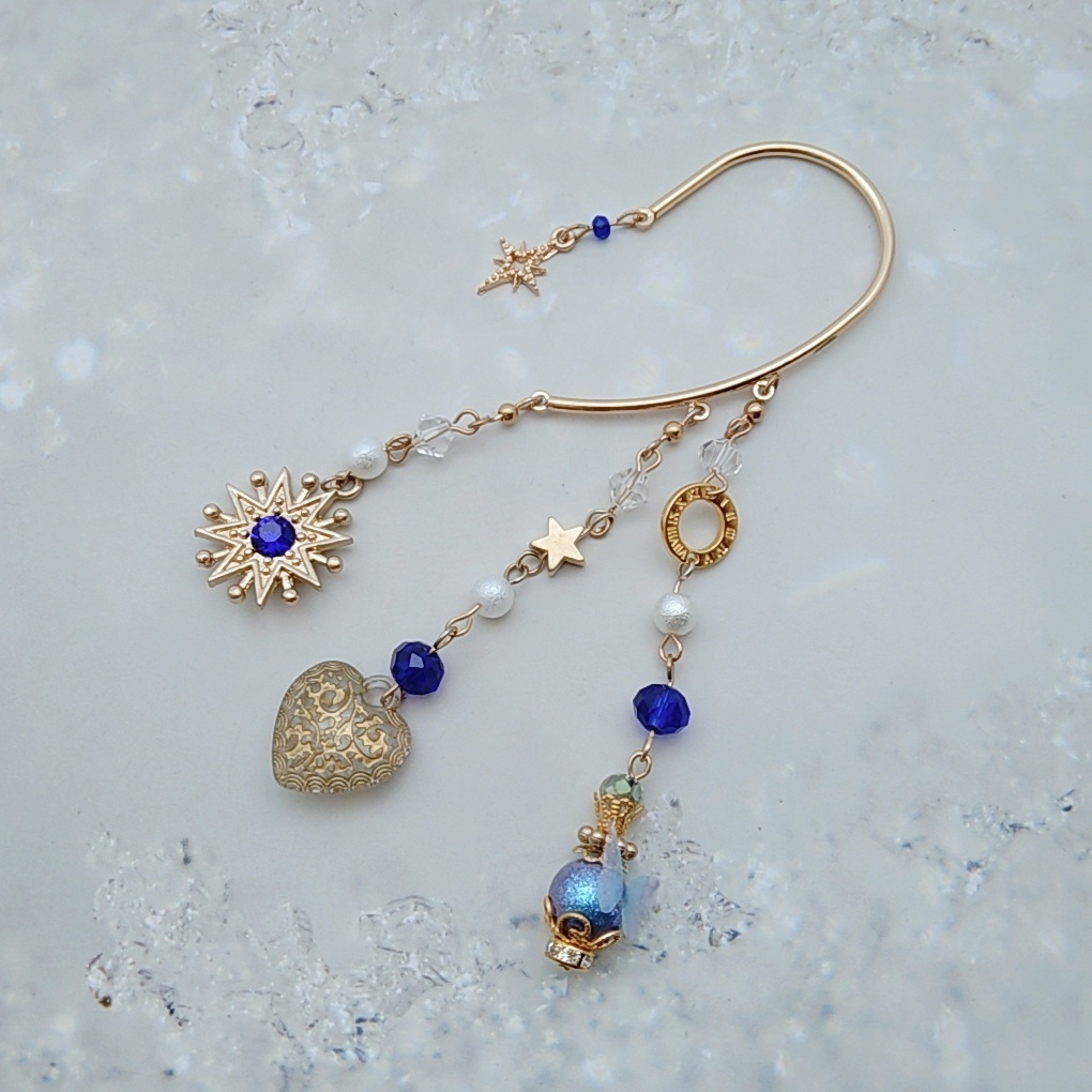 星とレトロなハートのイヤーフック 3色 中級魔法 ブルー スカイブルー レッド 847〜849