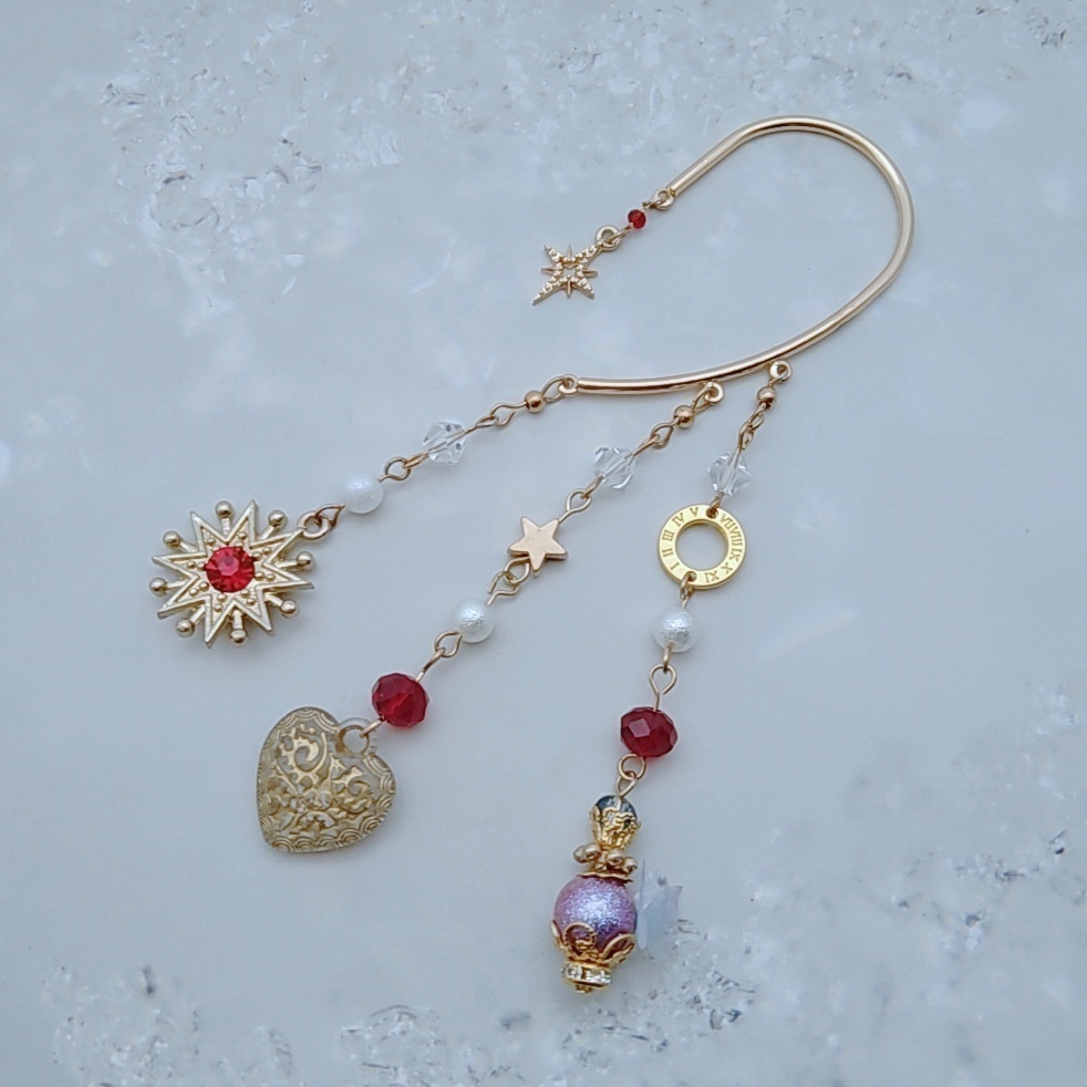 星とレトロなハートのイヤーフック 3色 中級魔法 ブルー スカイブルー レッド 847〜849
