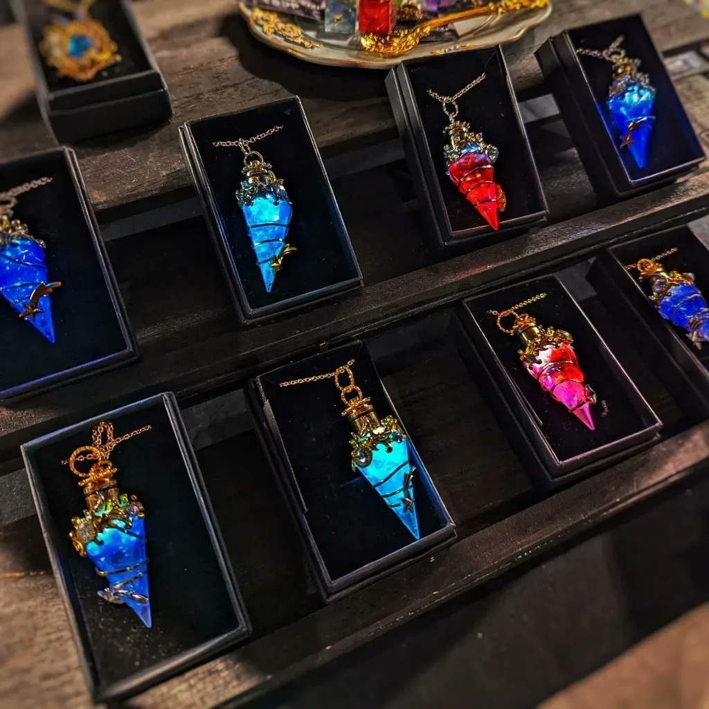 魔力(電池)で光る! 流星石ネックレス シルバー 上級魔法 ハイウィザード専用 853〜857