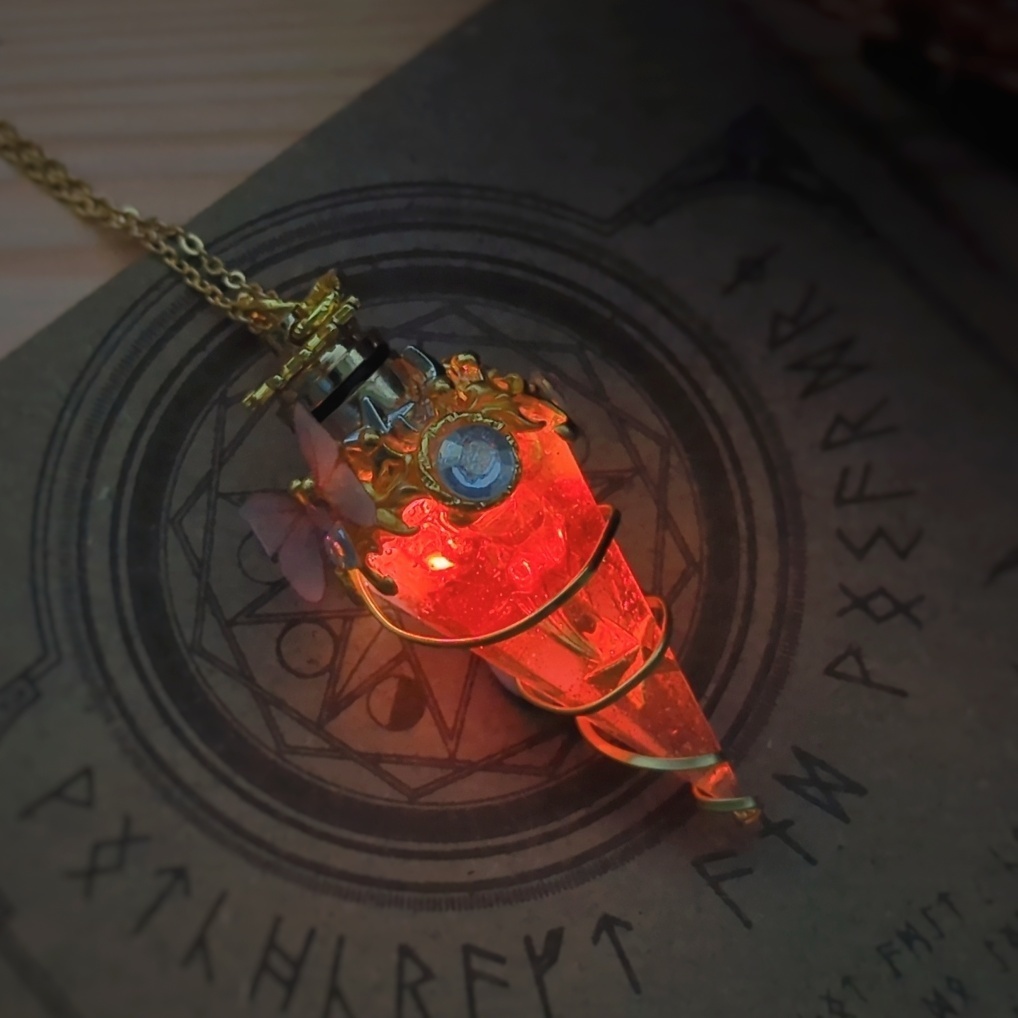 魔力(電池)で光る! 流星石ネックレス 封印ver ゴールド 上級魔法 ハイウィザード専用 866〜868