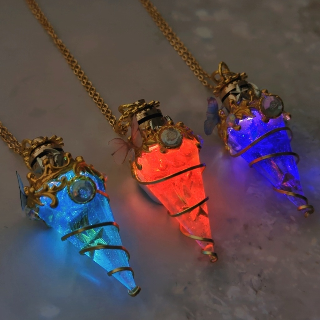 魔力(電池)で光る! 流星石ネックレス 封印ver ゴールド 上級魔法 ハイウィザード専用 866〜868