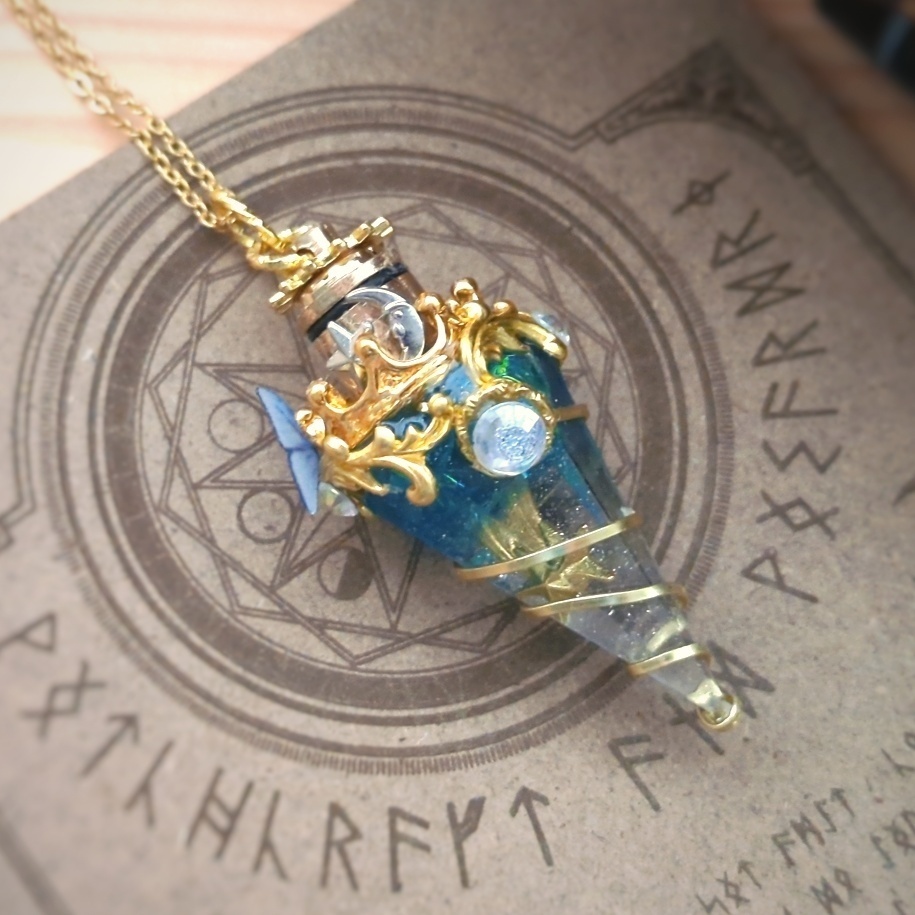 魔力(電池)で光る! 流星石ネックレス 封印ver ゴールド 上級魔法 ハイウィザード専用 866〜868