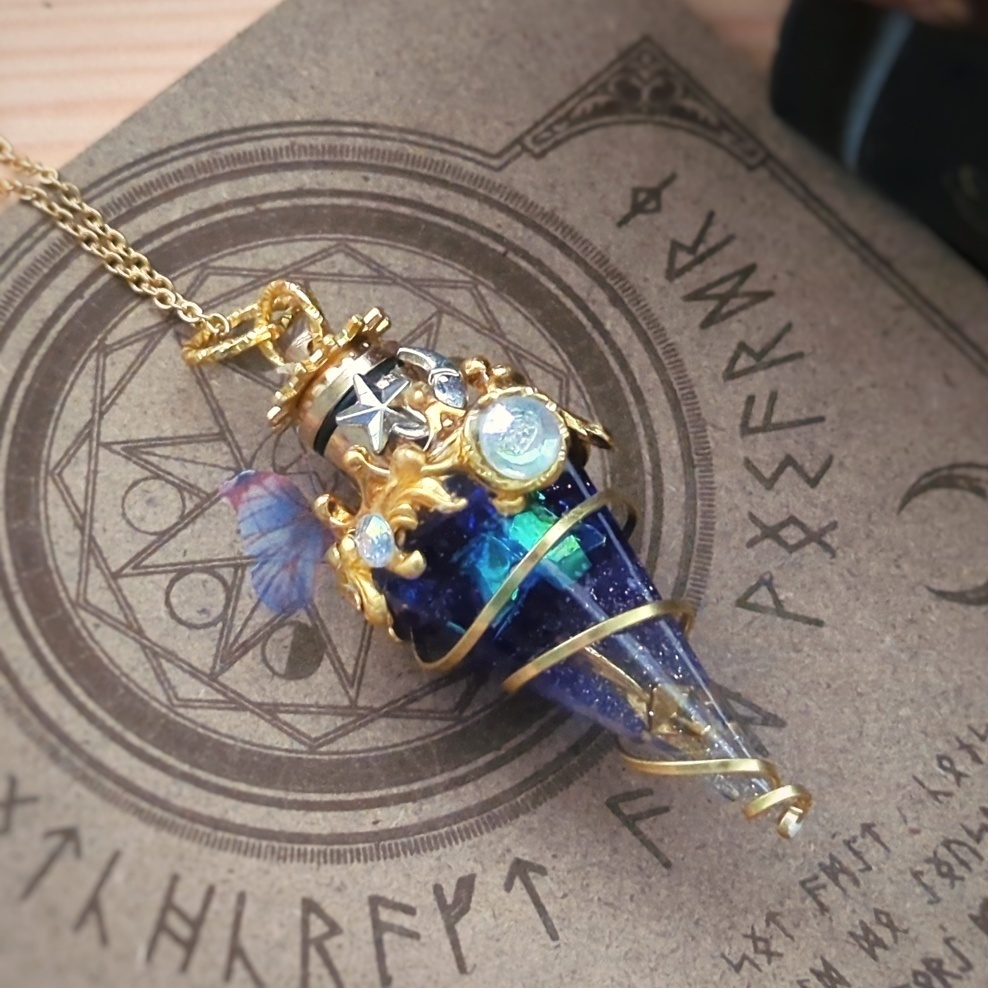 魔力(電池)で光る! 流星石ネックレス 封印ver ゴールド 上級魔法 ハイウィザード専用 866〜868