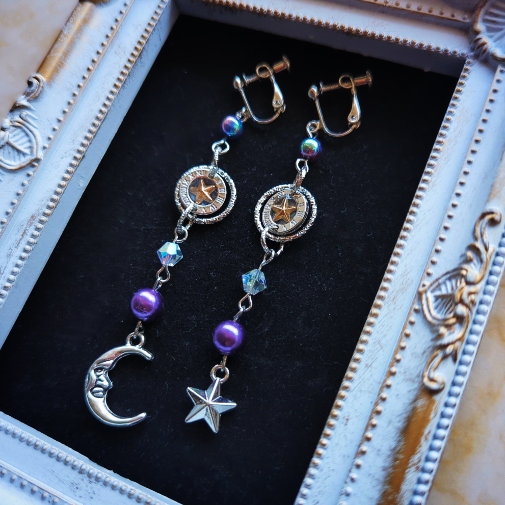 星詠のイヤリング シルバー ブルー パープル 上級魔法ハイウィザード専用 870 871