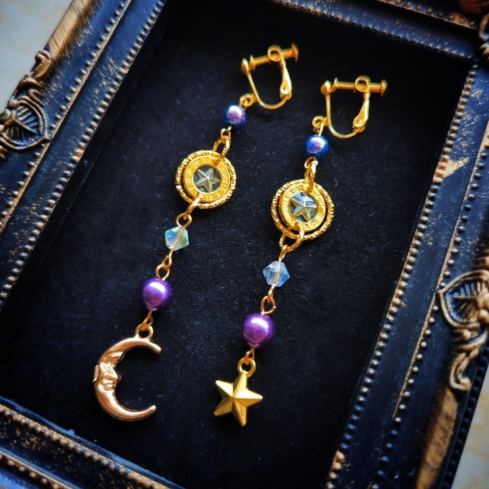 星詠のイヤリング ゴールド ブルー パープル 上級魔法ハイウィザード専用 872 873