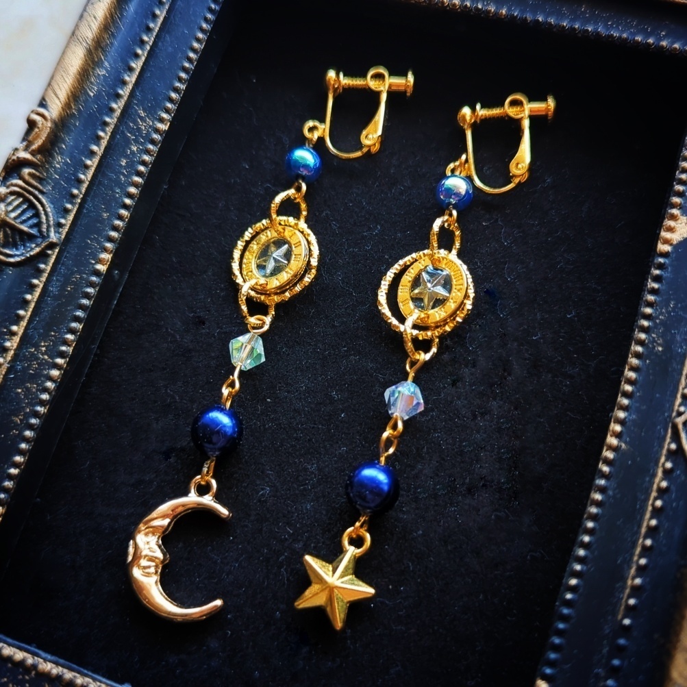 星詠のイヤリング ゴールド ブルー パープル 上級魔法ハイウィザード専用 872 873