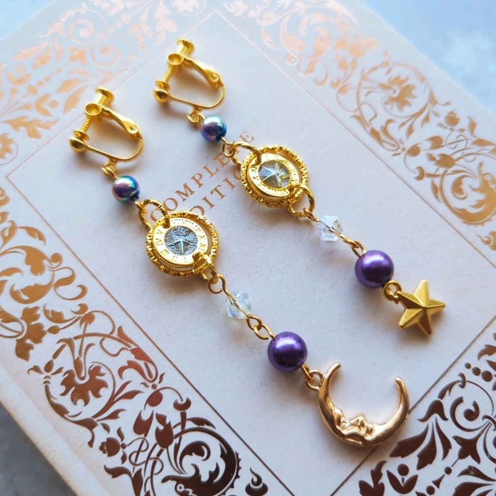 星詠のイヤリング ゴールド ブルー パープル 上級魔法ハイウィザード専用 872 873