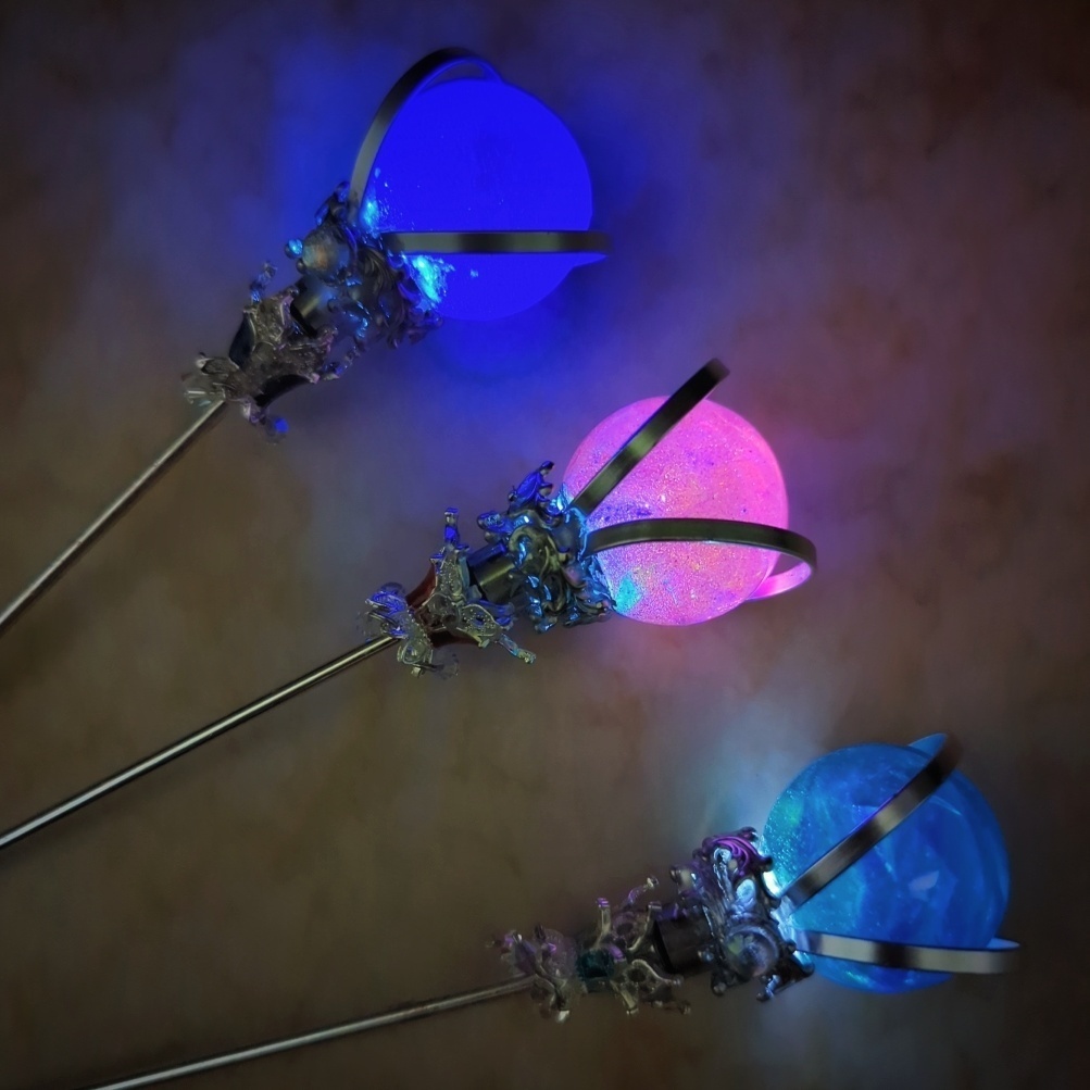 魔力(電池)で光る! 魔法の杖(大) シルバー 全3色 上級魔法 ハイウィザード専用 877〜879