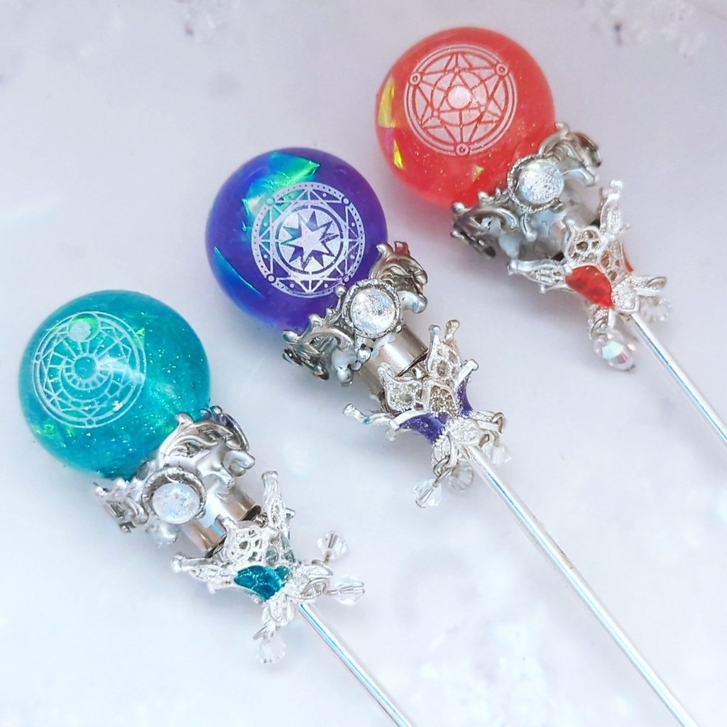 魔力(電池)で光る! 魔法陣の杖 シルバー 全3色 上級魔法 ハイウィザード専用 880〜882