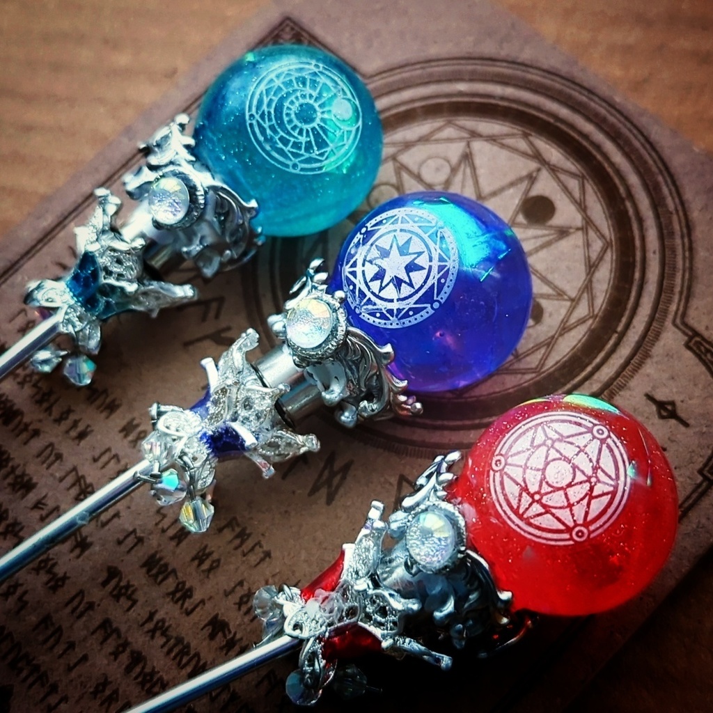 魔力(電池)で光る! 魔法陣の杖 シルバー 全3色 上級魔法 ハイウィザード専用 880〜882