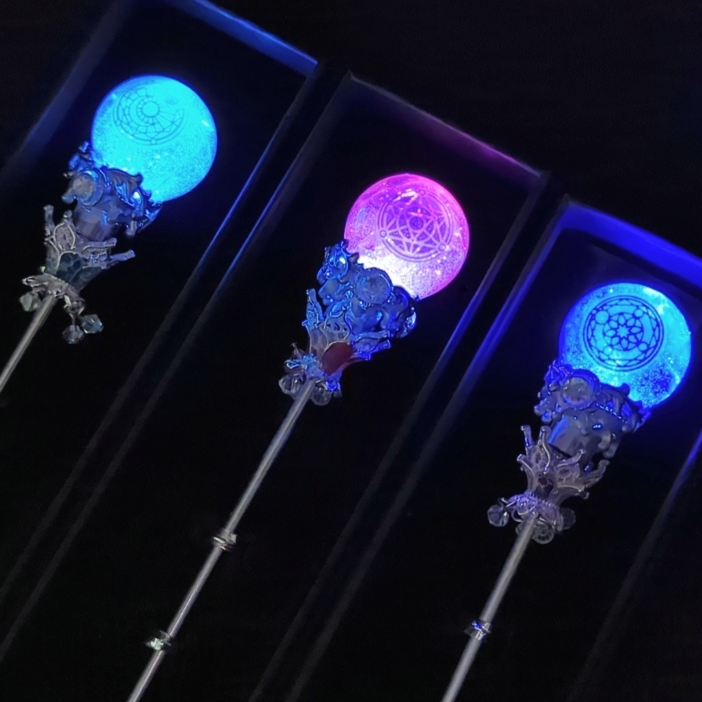 魔力（電池）で光る!　魔法陣の杖　シルバー　全3色　上級魔法　ハイウィザード専用　880〜882　